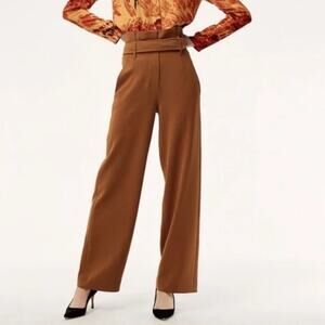 Babaton by Aritzia Women Khaki Jermaine Cigar Belted Wide Leg Pants Size 10